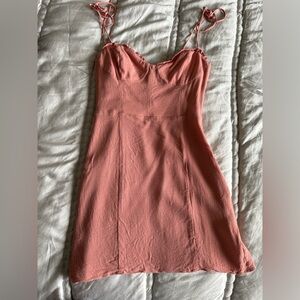 Aritzia Wilfred Sweetheart tie strap mini dress pink 4 SMALL XS S